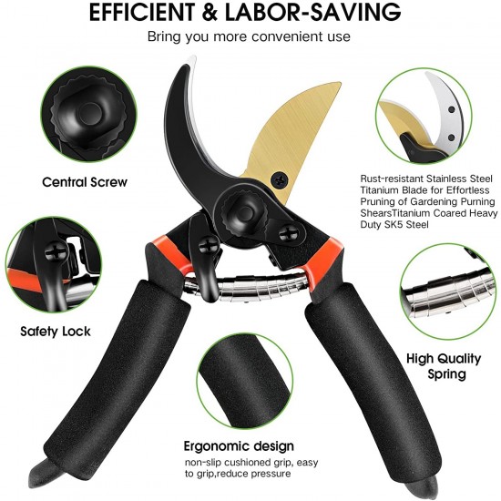 Heavy-Duty Pruning Shears - Factory Direct Bypass Pruners for Thick Branches, Bonsai & Vineyards