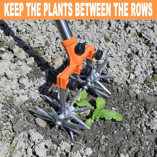 In-Stock Adjustable Manual Rotary Garden Cultivator - Efficient Soil Loosening & Tilling Tool