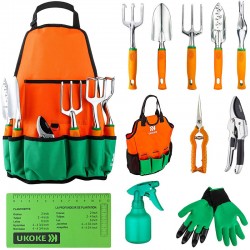 Garden Tool Set with Canvas Bag - Factory Direct Aluminum Tools Including Pruners & Shovels