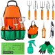 Garden Tool Set with Canvas Bag - Factory Direct Aluminum Tools Including Pruners & Shovels