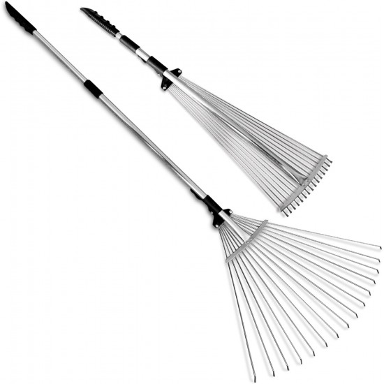 Hot Sale 15-Tine Double-Extension Heavy Duty Rake - Factory Direct Garden Rake for Leaves & Debris
