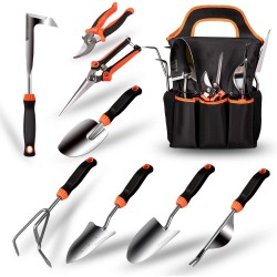 9-Piece Stainless Steel Garden Tool Set - Factory Direct Complete Kit Including Gloves & Pruners