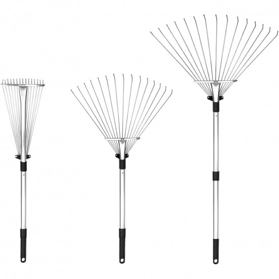 Hot Sale 15-Tine Double-Extension Heavy Duty Rake - Factory Direct Garden Rake for Leaves & Debris