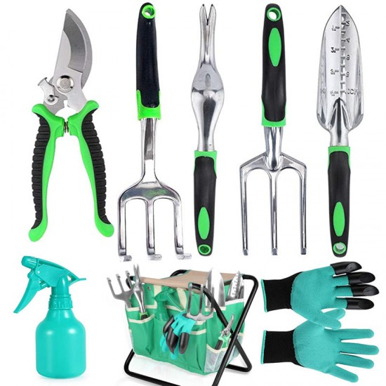 Hot Sale 9-Piece Magnesium Aluminum Garden Tool Set - Factory Direct Green Gardening Kit