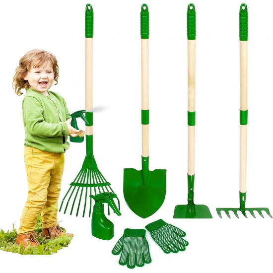 Kids Gardening Tools Set 6Pcs - Child-Safe Rake/Shovel for Toddlers & Preschoolers (Factory Direct)