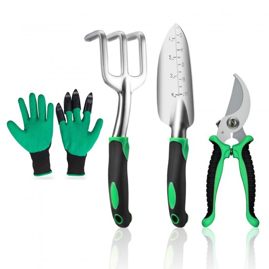 3-Piece Measuring Garden Trowel Set - Factory Direct Aluminum Tools with Silicone Handles