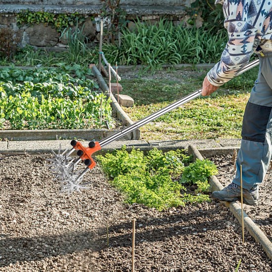 In-Stock Adjustable Manual Rotary Garden Cultivator - Efficient Soil Loosening & Tilling Tool